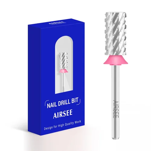 AIRSEE Punta de broca de carburo de tungsteno para uñas acrílicas, cabeza de lima eléctrica Efile para manicura, pulido, arte, remoción de gel, 3/32