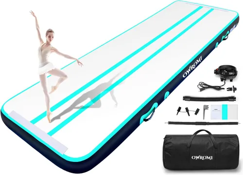 Miniatura 12 de Colchonetas hinchables de aire para gimnasia de 10, 13, 16 y 20 pies, pista de caída para niños, colchonetas de 4/8 pulgadas de grosor