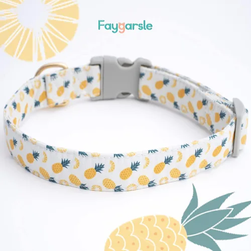 Miniatura 2 de Faygarsle Lindo collar de perro para perras y perros machos, collar suave y elegante para mascotas con diseño de piña, collar de perro de verano
