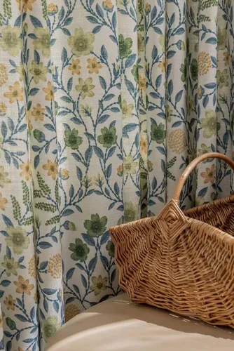 Miniatura 5 de Cortinas de lino natural de mezcla de lino para sala de estar/cortinas semiopacas de 102 pulgadas de largo, 1 panel, paneles de ventana florales
