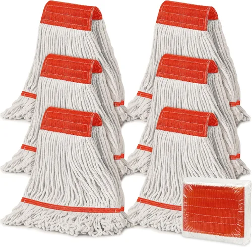 Miniatura 8 de KalTell Trapeador comercial, mopa industrial resistente de 58 pulgadas para limpieza de suelos, mopa húmeda de algodón con cuerda para el hogar