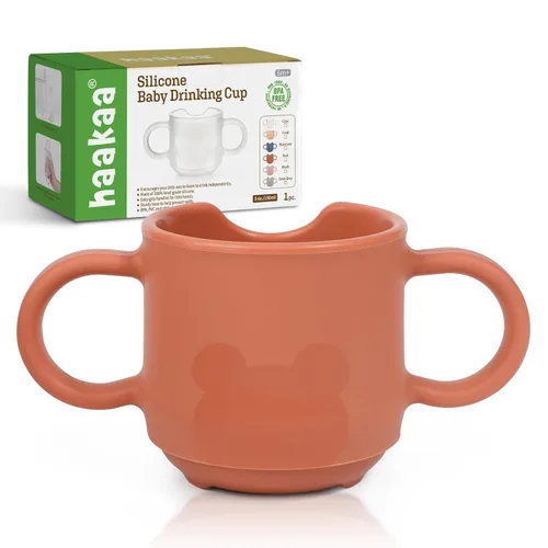 Taza de entrenamiento de silicona para bebés haakaa, taza abierta de aprendizaje para niños pequeños de 6 meses en adelante, a prueba de caídas, sin