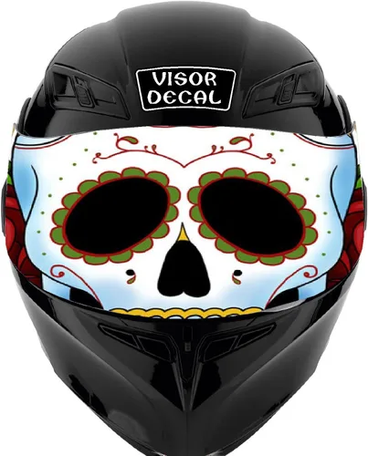 Miniatura 3 de Calcomanía de visera de calavera para casco compatible con: Icon Shoei Bell HJC Scorpion AGV V2 (V25 Skull)