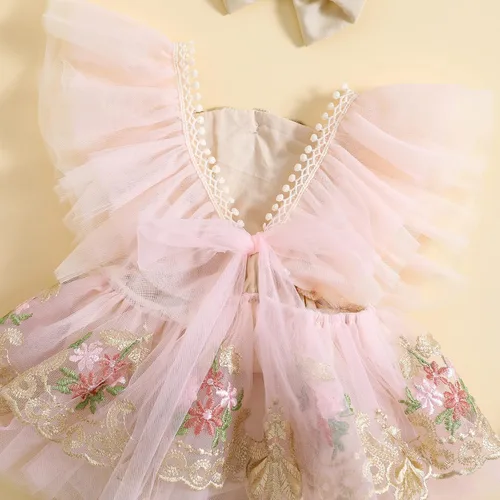 Miniatura 4 de Engofs Mameluco de encaje floral para el primer cumpleaños para niña