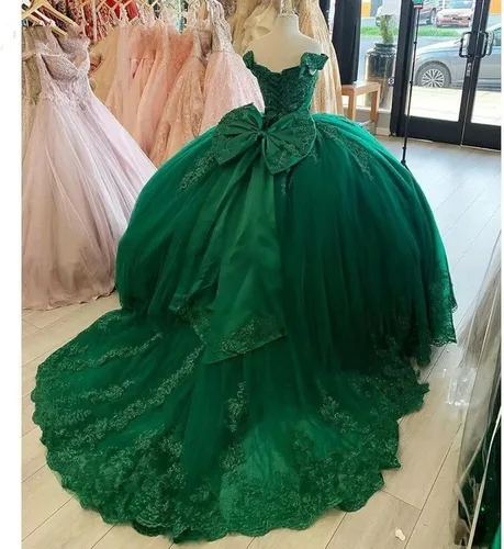 Miniatura 3 de Youjiayi Vestidos de quinceañera con hombros descubiertos para mujer, vestido largo de tul con lazo de tul 2022, vestidos de baile de encaje