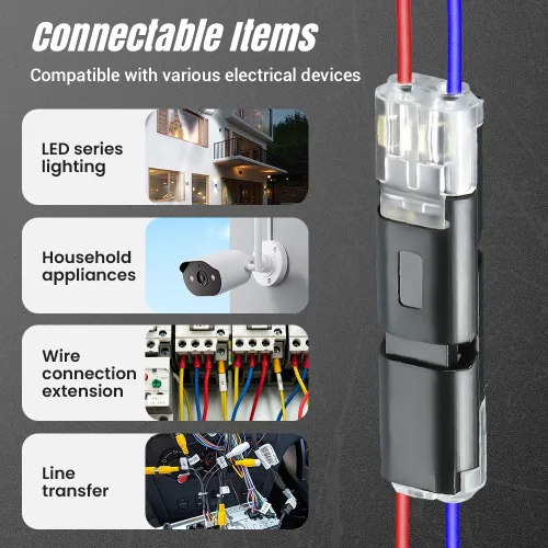 Miniatura 5 de Conector enchufable de doble cable con hebilla de bloqueo, conectores rápidos de alambre de bloqueo multiusos de clip rápido 2026, conectores