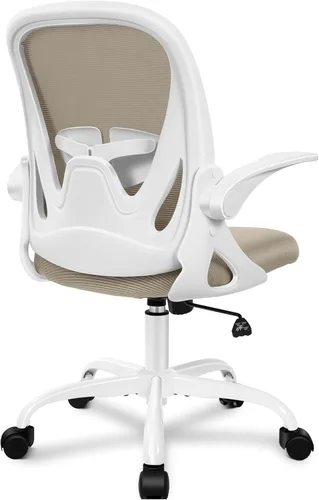 Primy Silla de Oficina Ergonómica Silla de Escritorio con Reposabrazos Abatibles Silla Giratoria de Escritorio de Malla Transpirable para Caqui