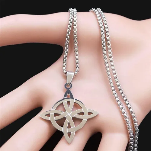 Miniatura 2 de Collar de geometría de nudo celta de bruja de acero inoxidable para hombresmujeres Wicca Collares de bruja Nudo de Bruja
