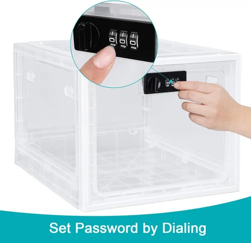Miniatura 3 de Lalifebuss Cajas con cerradura de combinación para artículos personales, caja de almacenamiento con cerradura para casillero de Blanco