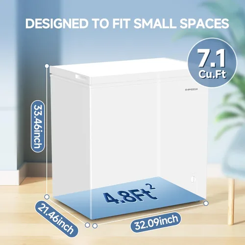 Miniatura 2 de BANGSON Congelador de Cofre de 7.1 Pies Cúbicos, Congelador Profundo con Termostato Ajustable, Congelador de Puerta Superior con Canasta Removible