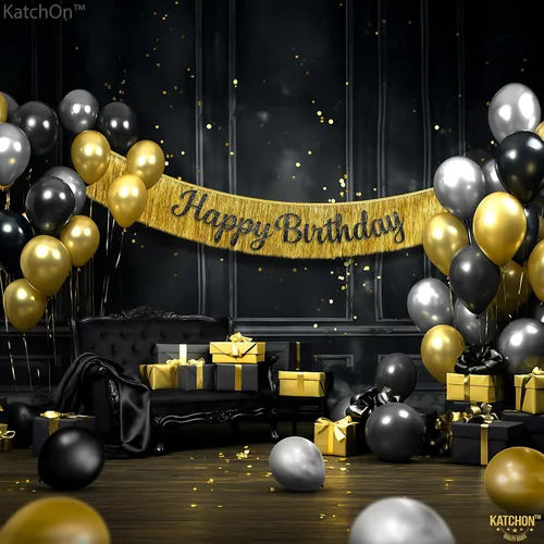 Miniatura 6 de KatchOn, Kit de arco de globos de graduación dorados y negros 2026 – Paquete de 85 Flecos de graduación, telón de fondo de graduación