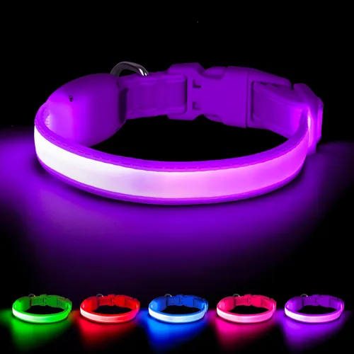 Miniatura 18 de Collar LED para Perros Vizpet, Collar para Perros Luminoso Ajustable Recargable por USB Super Brillante Luz de Seguridad Collares Brillantes