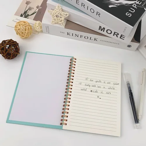 Miniatura 6 de Paquete de 2 cuadernos de tapa dura con renglones universitarios en espiral, bloc de notas y cuaderno de bocetos para estudiantes, oficina y diario