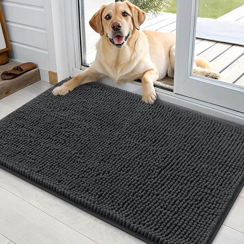 Olanly Tapete para puerta de perro y patas fangosas, absorbe la humedad y la suciedad, antideslizante, lavable, de felpilla de secado rápido, para