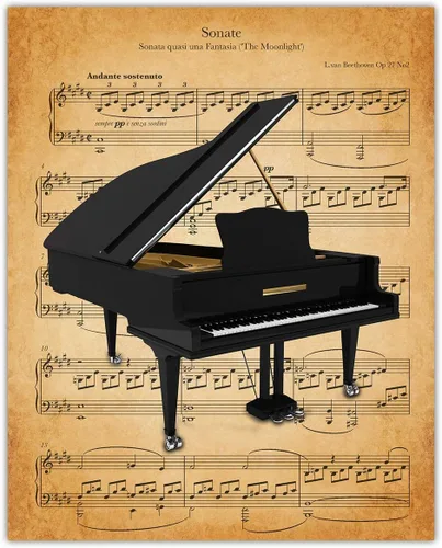 Buzz Unplugged Vintage Piano Sonate Music Sheet: Aesthetic Wall Art Prints for Bathroom, Home, Man Cave, Dorm, Office & Bar Wall Decor Poster -