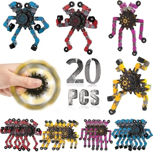 Miniatura 6 de 12 piezas Fidget Spinners Juguetes para niños y adultos, robot deformable transformable para la punta de los dedos, alivio del estrés, recuerdo