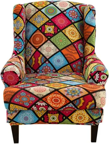 Miniatura 18 de Fundas para silla Wingback, 2 piezas, estilo americano, fundas elásticas para sillón de ala con parte inferior elástica, protector de muebles