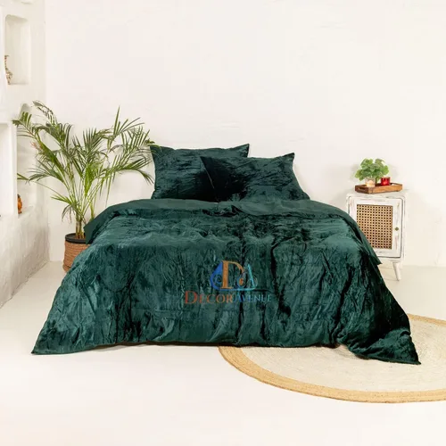 Miniatura 2 de Funda de edredón de terciopelo sólido ultra-luxe, ropa de cama boho UO, funda de colcha Donna, juego de edredón de 3 piezas, juego de cama de Azul