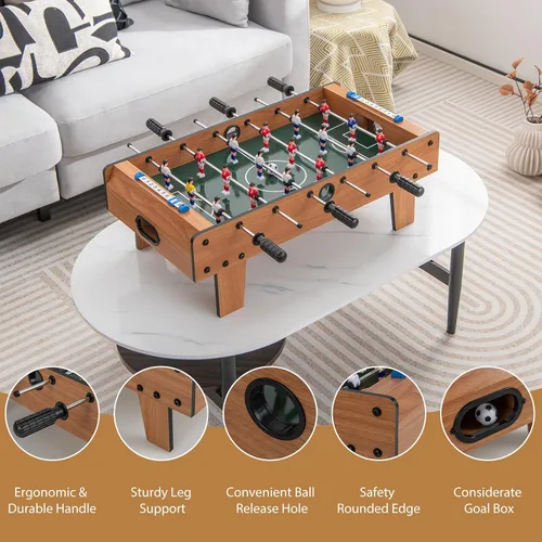 Miniatura 4 de GYMAX Juego de futbolín de mesa, mini mesa de futbolín de 27 pulgadas con 2 bolas y marcador de puntuación, fácil de montar, juego de fútbol de mesa