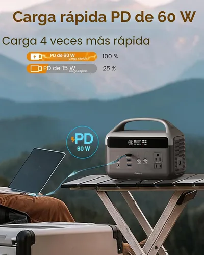 Miniatura 4 de DaranEner Estación de energía portátil LiFePO4 de 192 Wh, generador solar con bolsa de almacenamiento, 2 CA 300 W (sobretensión de 600 W), USB-C 60