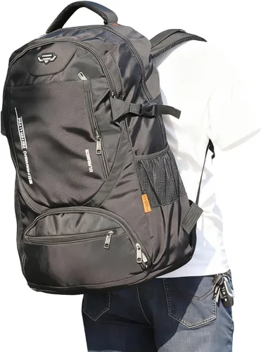 Mochila de viaje grande de 80L para hombres y mujeres, mochila de senderismo ligera resistente al agua con compartimento para zapatos, Negro,