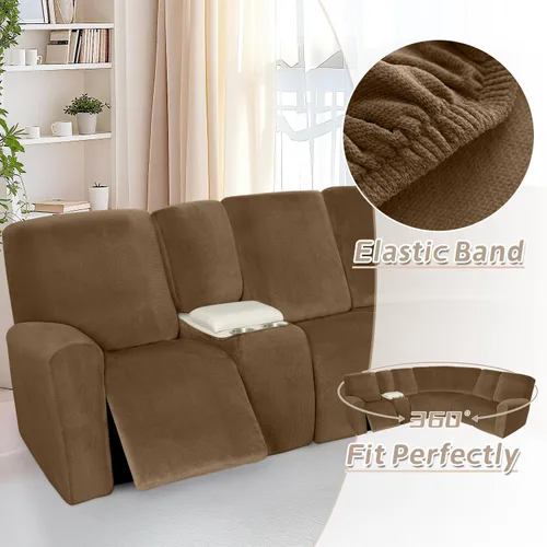 Miniatura 647 de Arfntevss Fundas de sofá seccional reclinable de terciopelo, Funda de sofá seccional de esquina para sofá reclinable, Funda elástica suave