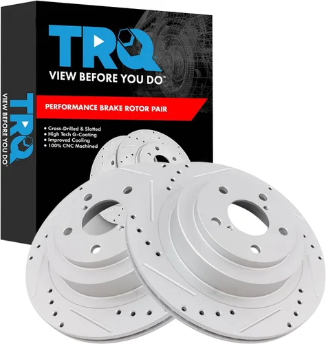 Miniatura 294 de TRQ Juego de rotores de freno de rendimiento trasero con revestimiento G premium compatible con Mazda 6 2014-2021