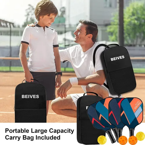 Miniatura 7 de USAPA - Palas de pickleball de fibra de vidrio USAPA, juego de 4, juego de pickleball con 4 raquetas de pickleball, incluye 4 bolas de pickleball