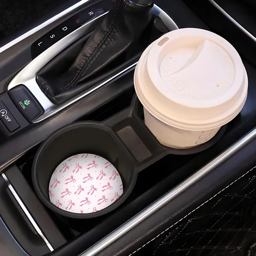 Miniatura 6 de Posavasos de automóvil para portavasos de automóvil, bonitos accesorios de automóvil para interior de mujer, 2 posavasos para automóvil, tapete