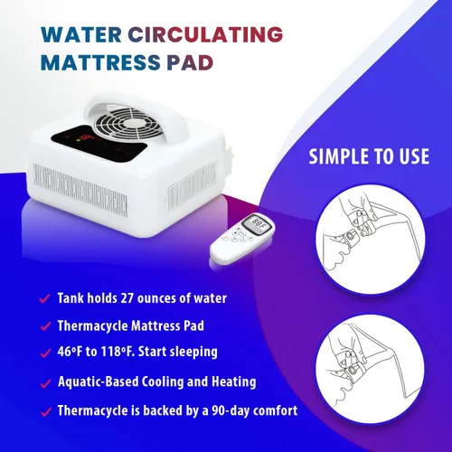 Miniatura 2 de Thermacycle; almohadilla para dormir circulante de agua; enfría y calienta, protector de colchón terapéutico sin EMF; ayuda para dormir