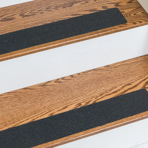 Miniatura 4 de Juego de peldaños de escalera adhesivos antideslizantes sin PVC y práctico rodillo de instalación (15 unidades - 4 x 24 pulgadas + rodillo, negro)