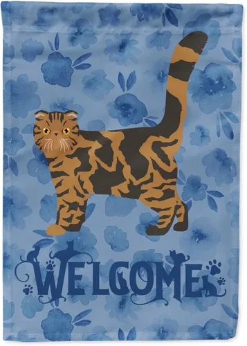 Miniatura 272 de Caroline's Treasures CK4813CHF - Bandera de bienvenida con gato abisinio azul, manga grande, para porche, para colgar en la pared, poliéster