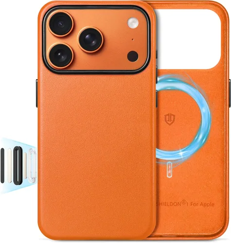 Miniatura 22 de SHIELDON Funda de cuero genuino para iPhone 17 Pro Max de 6.9 pulgadas 2025, [botón de la cámara actualizado], compatible con Magsafe, carga Azul