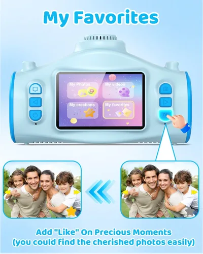 Miniatura 10 de Cámara para niños con proyector, videocámara de video digital 1080P, cámara fotográfica de 48 MP, cámara portátil para niños pequeños, regalo de Azul