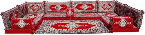 Miniatura 13 de arabicsofa Cojines de piso árabe en forma de U – Sofá tradicional Majlis con sofá otomano