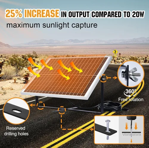 Miniatura 4 de ECO-WORTHY Cargador de batería solar de 25 W 12 V, mantenedor de goteo, kit de panel solar impermeable de 25 W + soporte de montaje ajustable +