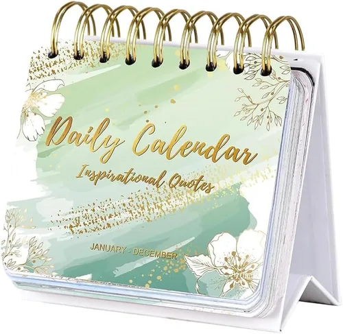 Calendario motivacional - Calendario de pie con volteo inspirador, citas inspiradoras, 12.2 cm x 14 cm, Calendario perpetuo de escritorio,