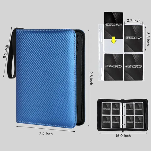 Miniatura 2 de GERMUN Carpeta de 4 bolsillos para tarjetas, carpeta de tarjetas de intercambio con cremallera premium, carpeta de colección de tarjetas de 400 4