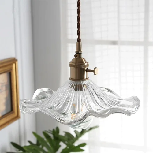 Kitchen Island Light Fixture, Nordic Retro 9.0 in Green Glass Shade Hanging Pendant Lamp with Brass Finish, Adjustable Cord Chandelier for Bedroom