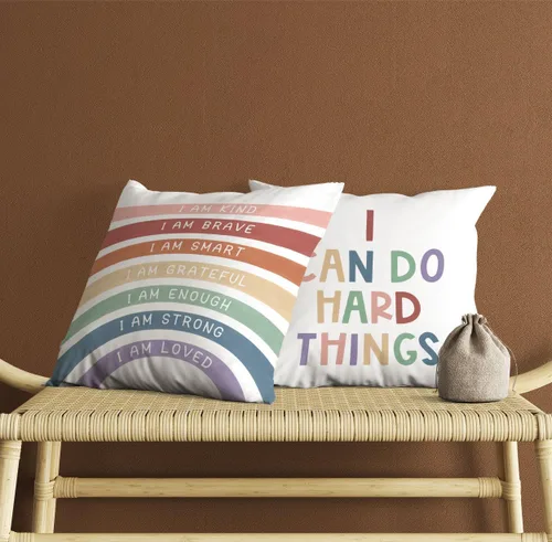 Miniatura 4 de Juego de 2 fundas de almohada con texto en inglés "I Am para el aula, 18 x 18 pulgadas