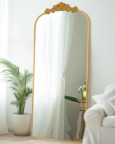 Miniatura 31 de Antok Espejo arqueado de longitud completa, espejo de piso de 71 x 28 pulgadas con tallado, espejos de cuerpo completo para decoración del hogar