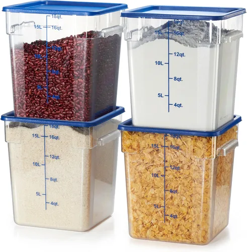 Miniatura 22 de CURTA Paquete de 4 recipientes de almacenamiento de alimentos con tapa roja - Grado comercial NSF en 5.7 L - Cuadrado, transparente, policarbonato