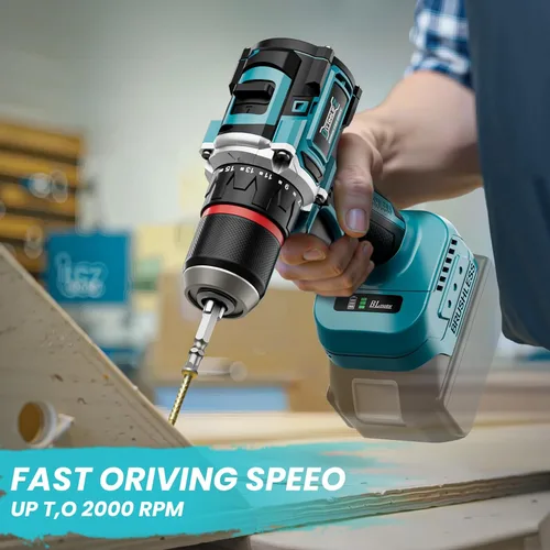 Miniatura 2 de DIYtoolifz Taladro Eléctrico Inalámbrico Compatible con Batería de 18V de Makita, Juego de Taladro Eléctrico Sin Escobillas de 1/2 Pulgadas, 440