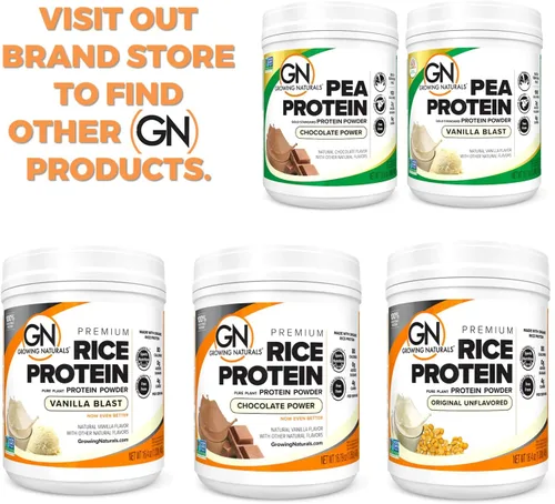 Miniatura 7 de Growing Naturals Polvo de proteína de guisante crudo, proteína vegana a base de plantas, BCAA, baja en carbohidratos, baja en azúcar, original sin