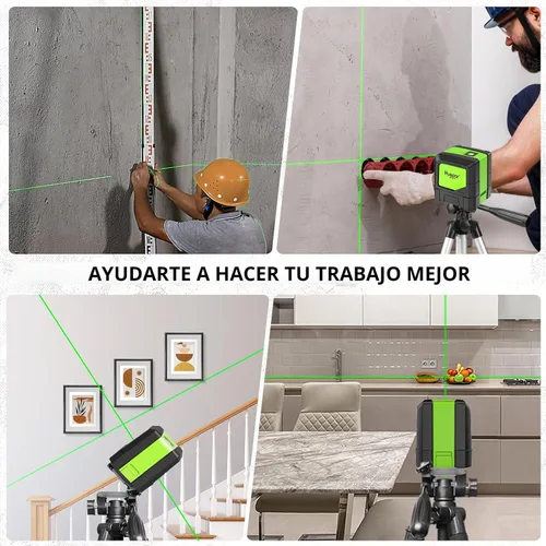 Miniatura 4 de Huepar - Nivel láser, láser de línea cruzada verde autonivelante de 100 pies para colgar fotos, azulejos, decoración y construcción de bricolaje