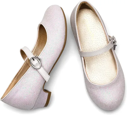 Miniatura 4 de DREAM PAIRS Zapatos de vestir Mary Jane de tacón bajo para niñas con flores de princesa para bodas y fiestas