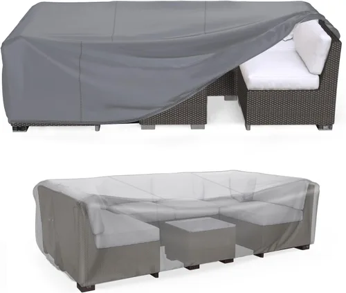 Miniatura 10 de Mrrihand Funda para Juego de Muebles de Patio Impermeable, Funda para Juego de Sofá Seccional de Exterior de Servicio Pesado 600D Funda para Juego