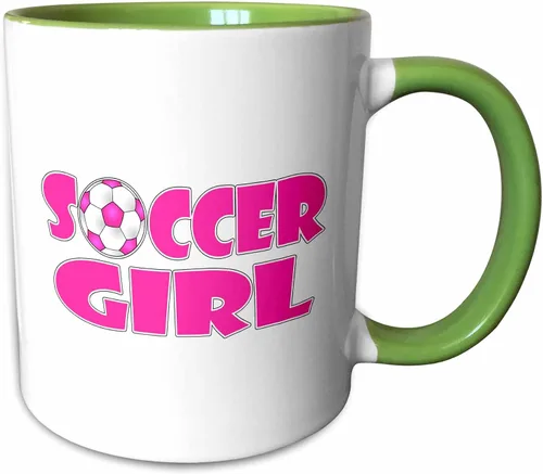Miniatura 8 de 3dRose Soccer Girl Pink and White 11oz Two-Tone Blue Mug