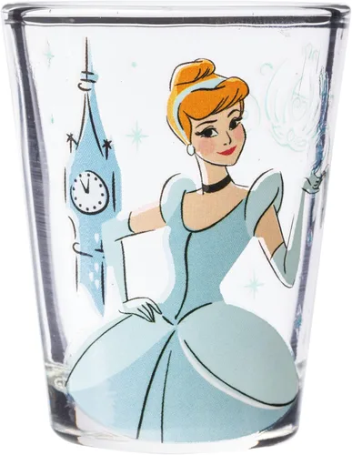 Miniatura 4 de Silver Buffalo Disney Princess With Ariel, Belle, Tiana y Cenicienta - Juego de 4 mini vasos de 1.5 onzas Disney Princess y su símbolo icónico