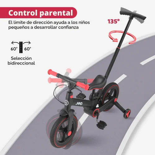 Miniatura 3 de JMMD Bicicleta 6 en 1 para niños de 18 a 60 meses, bicicleta de equilibrio plegable de 12 pulgadas con ruedas de entrenamiento, pedales, frenos